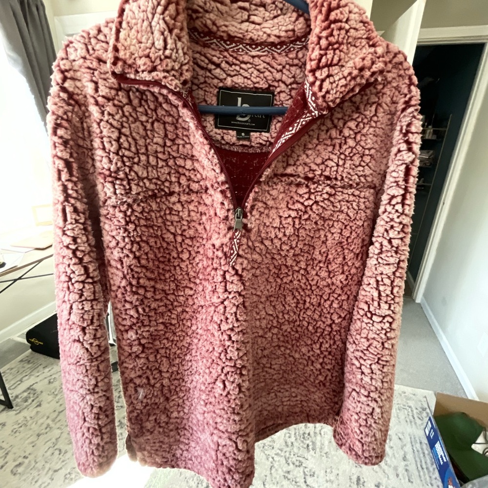Sherpa fuzzy quarter zip jacket